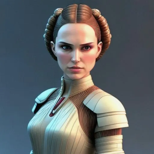 Prompt: natalie portman as padme amidala,  fine-tuned, 3D, fantasy, detailed face, full body, staring straight