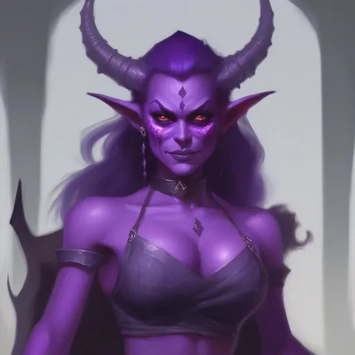 Prompt: dnd female purple demon