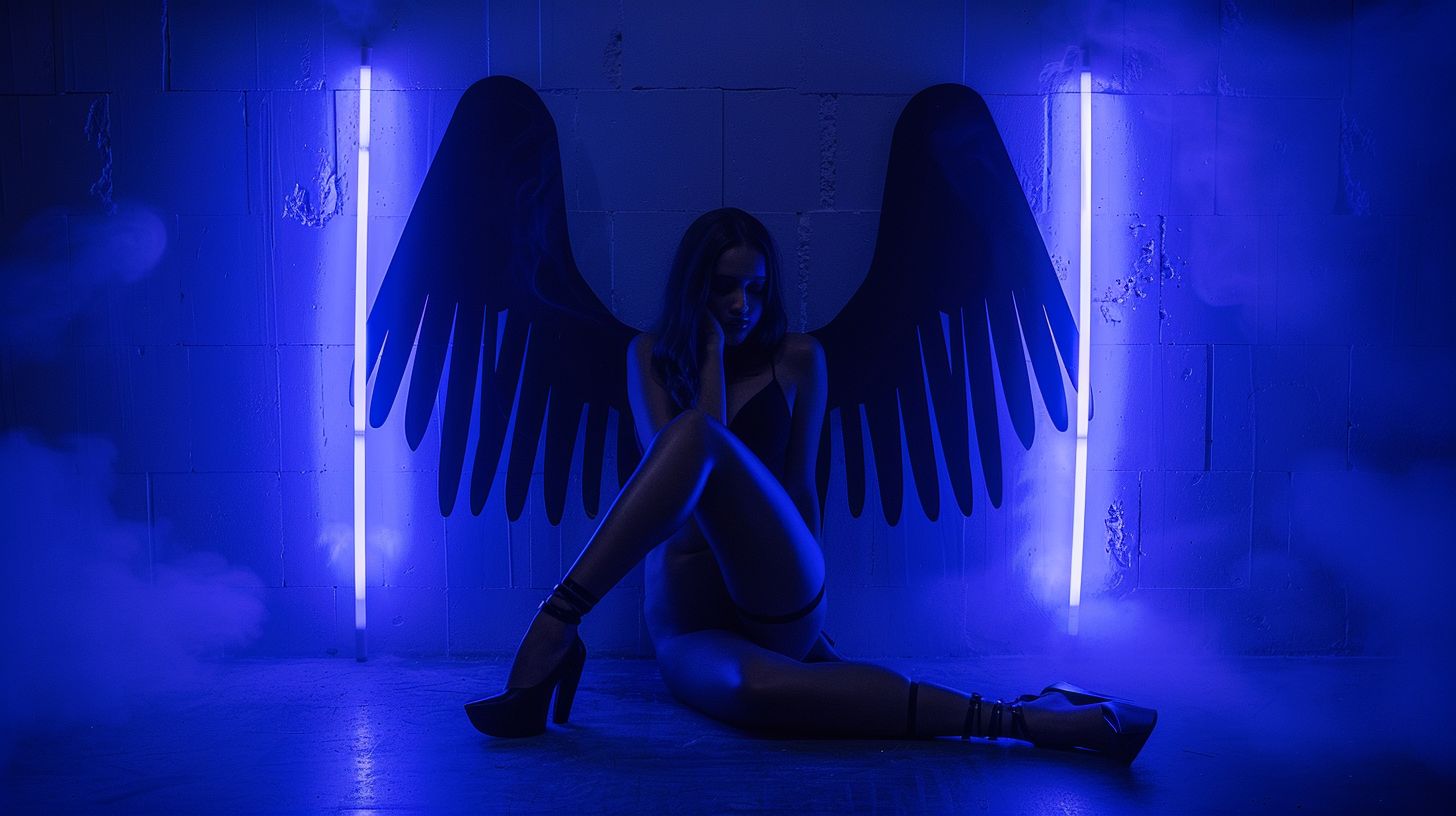 Prompt: cyber angel kristina pimenova, full body pose