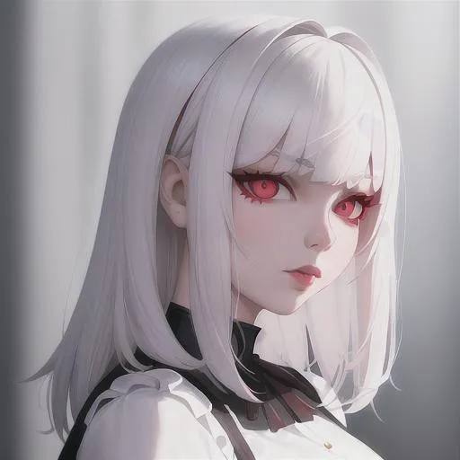 ilya kuvshinov, 1girl, medium hair, white hair, pale... | OpenArt