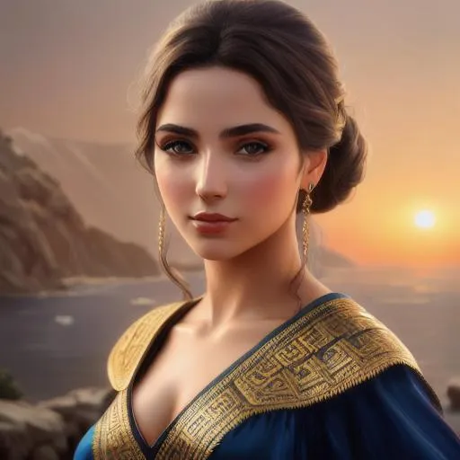 Prompt: beautiful greek girl oil painting, UHD, 8k, Very detailed, beaitiful girl, cinematic, realistic, photoreal, trending on artstation, sharp focus, studio photo, intricate details