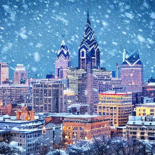 Prompt: philadelphia skyline in the snow