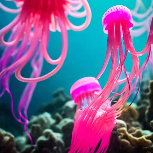 Prompt: hot pink jellyfish flower