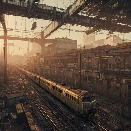 derelict train industrial city, cyberpunk setting, v... | OpenArt