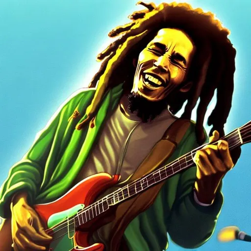 Prompt: Bob marley in a concert animated