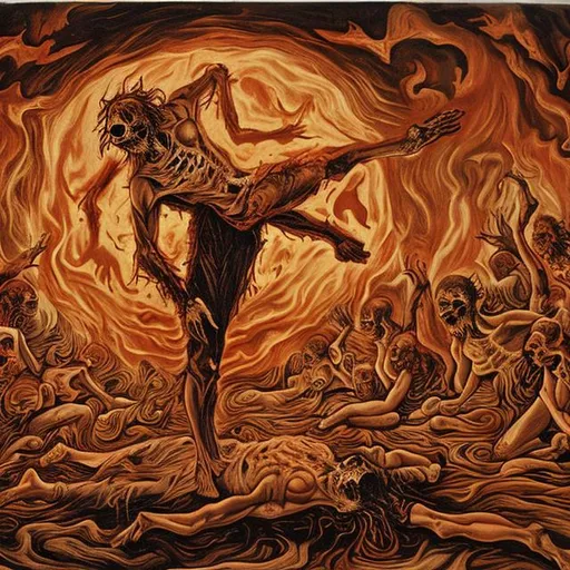 Prompt: dead body dancing in hell