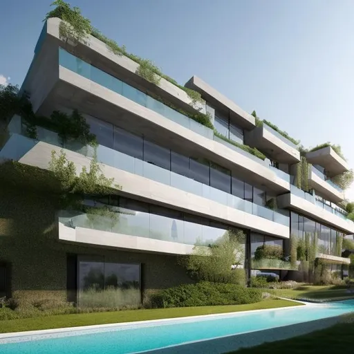 Prompt: A complete body form of a stunningly beautiful, hyper realistic sustainable with gardens city building in Rimini