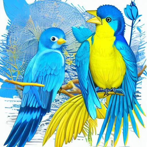 Prompt: Blue and yellow bird