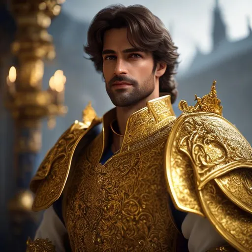 Prompt: beautiful photograph of most beautiful fictional, Minister, male, sword, goodnes, heavenly, royal, White and golden, extremely, detailed environment, detailed blur background, intricate, detailed skin, natural colors , High-resolution, professionally color graded, photorealism, 8k, moody lighting.