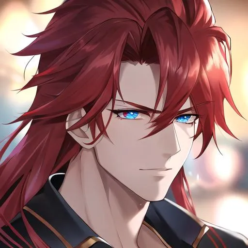 Prompt: Zerif 1male (Red side-swept hair falling between the eyes, sharp and sassy blue eyes), highly detailed face, 8K, Insane detail, best quality, UHD, handsome, flirty, muscular, Highly detailed, insane detail, high quality. black sunglasses resting on his head, gold jewelry, movie star, hollywood