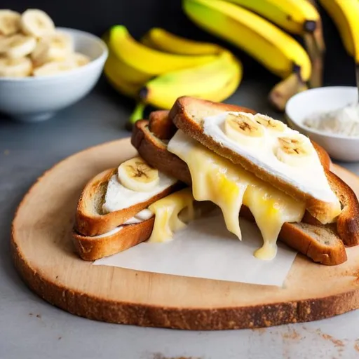 Prompt: banana cheese sandwich on toast