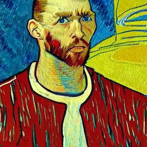 Prompt: Portrait of Keith van horn in a basketball jersey in the style of Vincent Van Gogh 