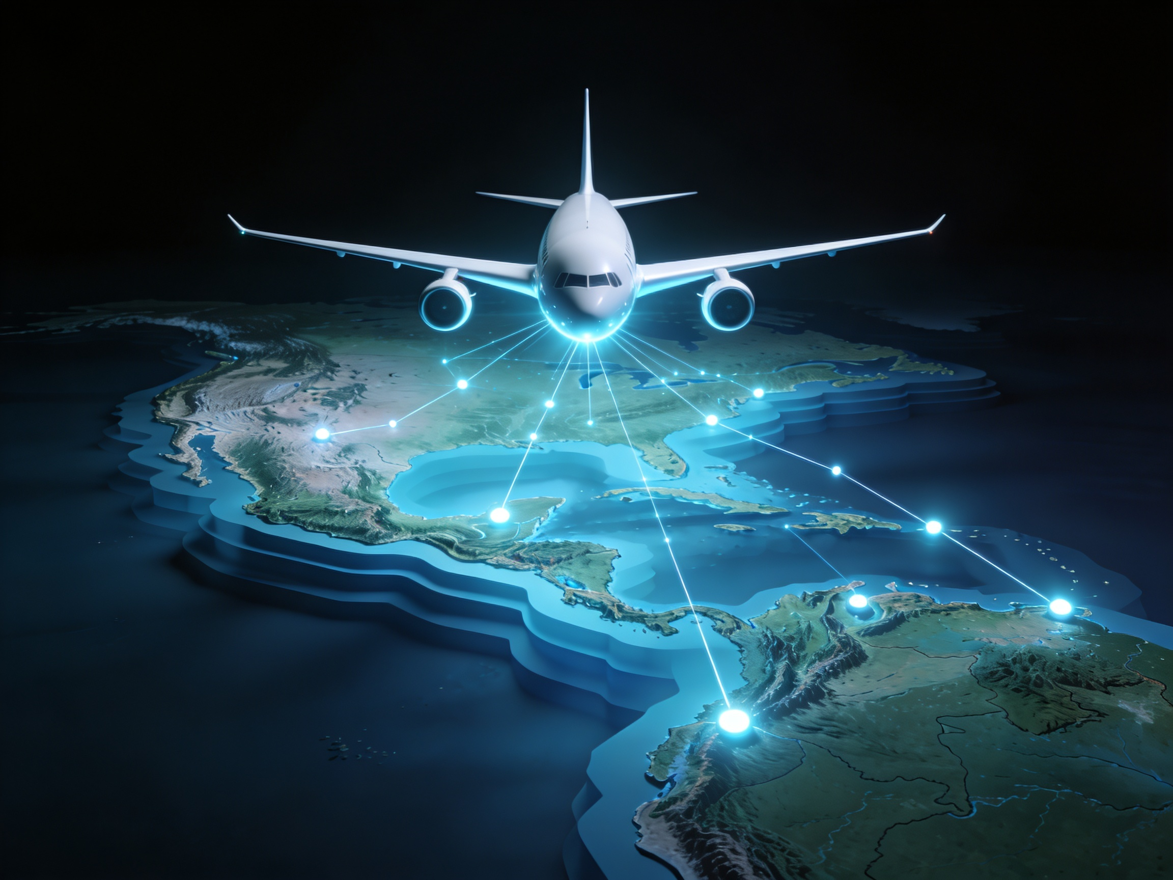 [Subject]: Clean white aircraft and abstract layered...
