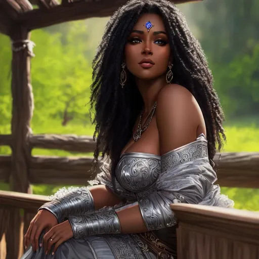 Prompt: UHD, 8k, high quality, ultra quality, cinematic lighting, special effects, hyper realism, hyper realistic, Very detailed, high detailed face, high detailed eyes, medieval, fantasy woman, black skin, gorgeous, cute, young, thick girl, thiefling