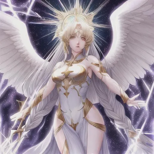 Prompt: God as female, angelic aura, spotlight, all powerful 