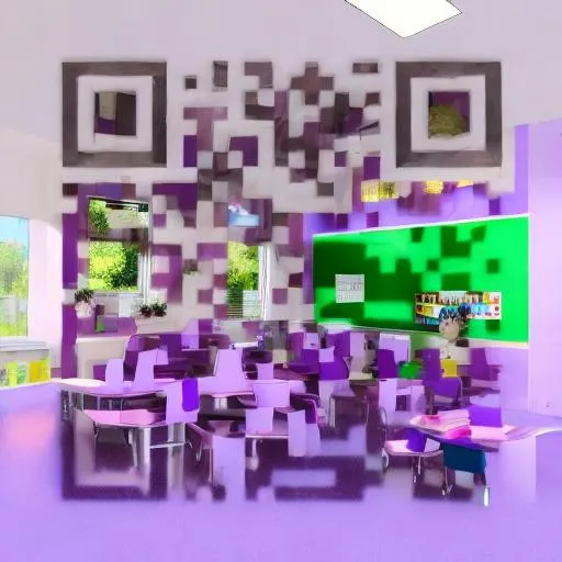 Prompt: A light purple classroom of kids