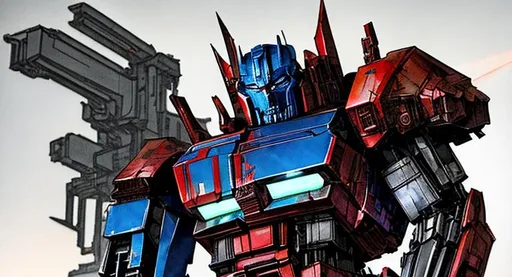 Prompt: sticker of Optimus Prime got release from news, full body, Kim Jung gi, freedom, soul, digital illustration, comic style, cyberpunk, perfect anatomy, centered, approaching perfection, dynamic, highly detailed, watercolor painting, artstation, concept art, smooth, sharp focus, illustration, art by Carne Griffiths and Wadim Kashin ,
