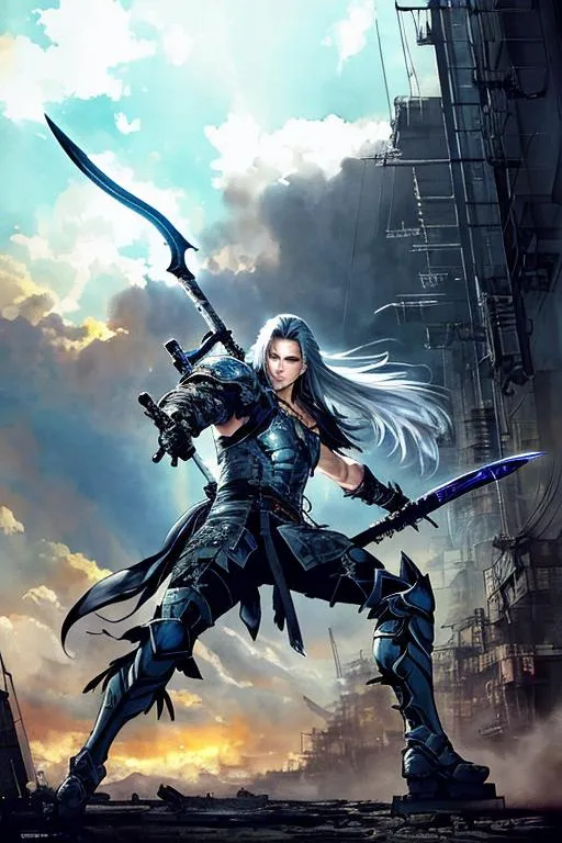 Prompt: (((Yoji Shinkawa))), sticker of ultra detailed portrait of Sephiroth in armour, full body, high quality cell shaded illustration in post apocalyptic style by Yoji Shinkawa, ((full body)), dynamic pose, perfect anatomy, centered, freedom, soul, Black long hair, approach to perfection, cell shading, 4k , cinematic dramatic atmosphere, watercolor painting, global illumination, detailed and intricate environment, artstation, concept art, fluid and sharp focus, volumetric lighting, cinematic lighting, Art by Yoji Shinkawa,
