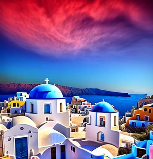 Prompt: Greek painted sky