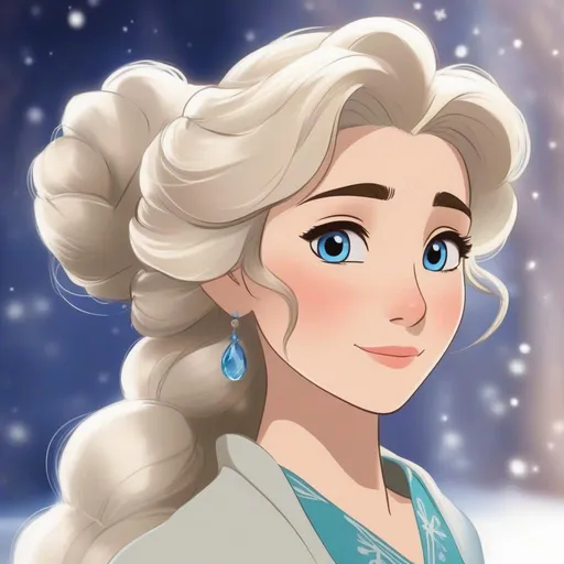 Prompt: ghibli movie character based on the facial features of elsa