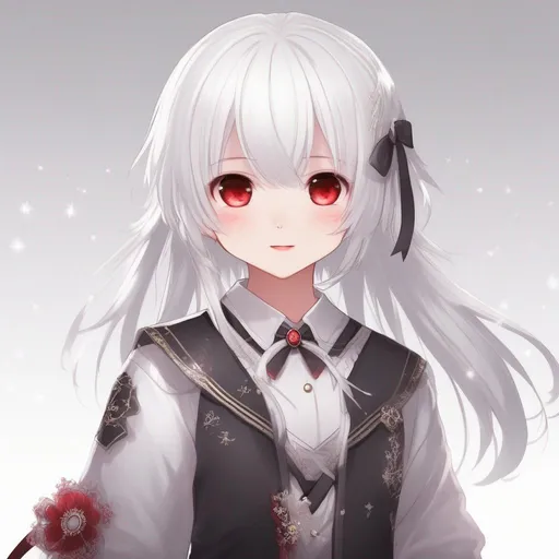 Prompt: girl baby white hair red eyes