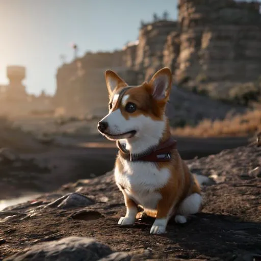 Prompt: corgi, In a tank, saluting, 