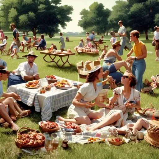 Prompt: Labor Day picnic scene