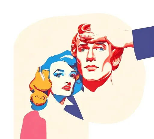 Prompt: man and woman, pop art style
