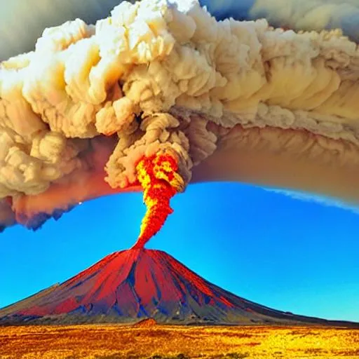 Prompt: volcano explosion sky diver