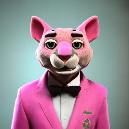 Prompt: pink panther wearing a suit