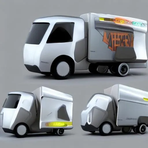 Prompt: concept art of a futuristic delivery truck