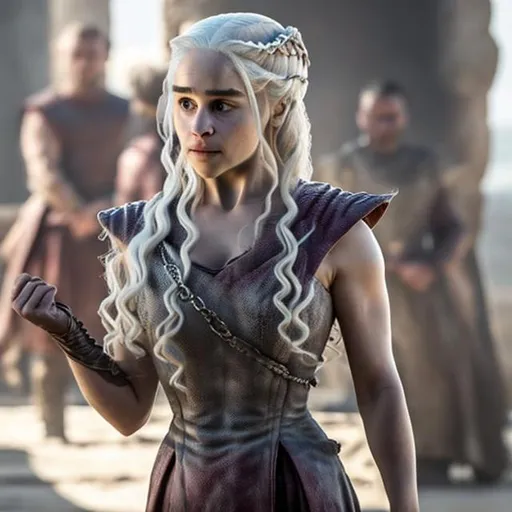 Prompt: Daenerys targaryen flexing 100 dolare bills