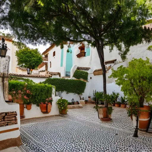 Prompt: A small but pleasant Córdoba patio