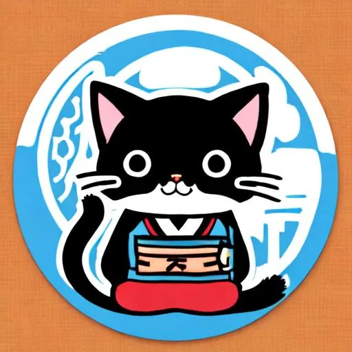 Prompt: Cat in Japanese Tokyo style, sticker