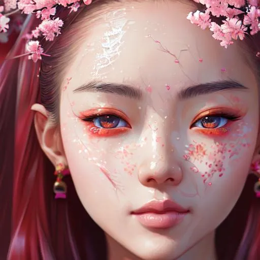 Prompt: China as a beautiful woman, Artistic Portrait, Hyper-Detailed masterpiece of girl’s face made of a million pink cherry blossoms, Accurate Facial Features, Detailed Eyes. symmetry, 16k resolution concept art portrait, WLOP. dynamic lighting, hyperdetailed intricately detailed Splash art trending on Artstation. Ultra Hyper Detailed, Vivid, Colorful, Vibrant, Digital, Radiant, Hyper Realistic, Ultra High Definition, Cinematic Lighting, Nvdia Ray Tracing, Highest Quality, Sharp Focus. Unreal Engine, Octane Render, Octane 3D, perfect composition.
anime Character Portrait, Symmetrical, Soft Lighting, Reflective Eyes, Pixar Render, Unreal Engine Cinematic Smooth, Intricate Detail, anime Character Design, Unreal Engine, Beautiful, Tumblr Aesthetic,  Hd Photography, Hyperrealism, Beautiful Watercolor Painting, Realistic, Detailed, Painting By Olga Shvartsur, Svetlana Novikova, Fine Art
