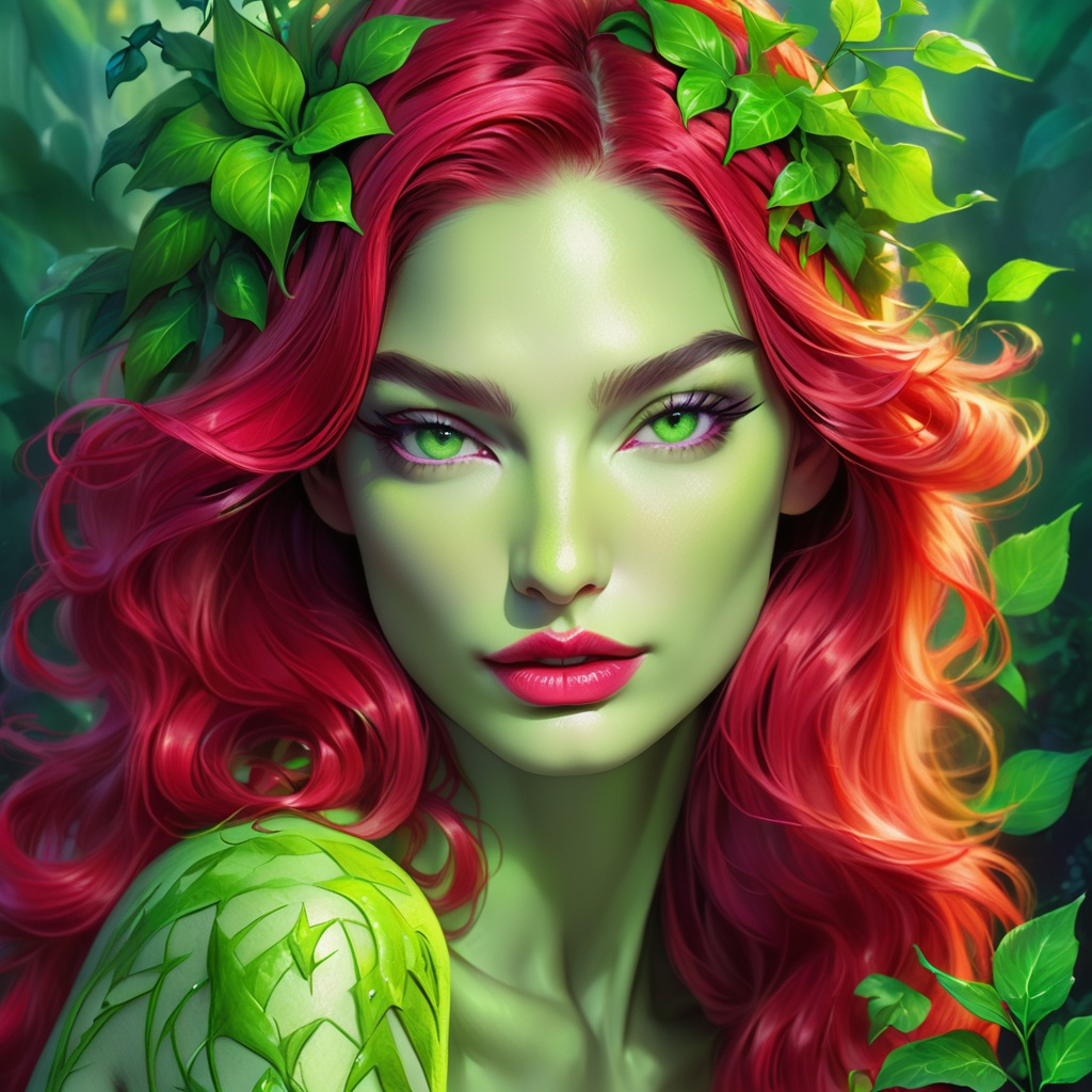 Lily Aldridge portrait, poison ivy, digital paintin... | OpenArt