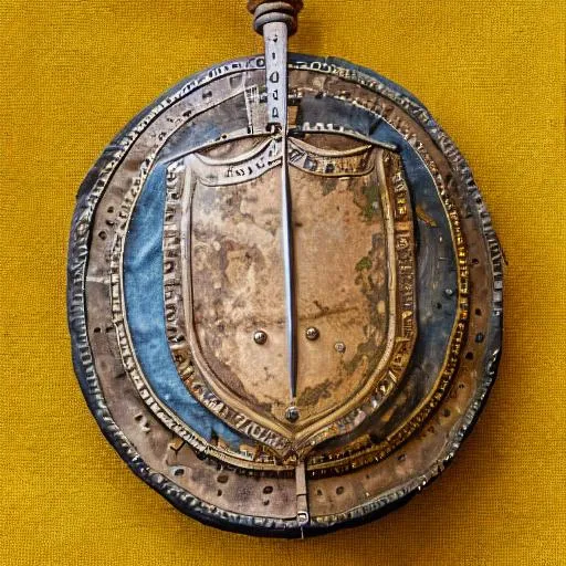 Prompt: 5th century, Anglo-Saxon sword and shield used in battle