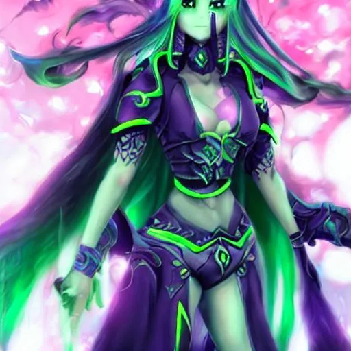 Prompt: anime girl arthas illidan 

