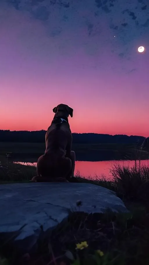 Prompt: A dog watching the moon