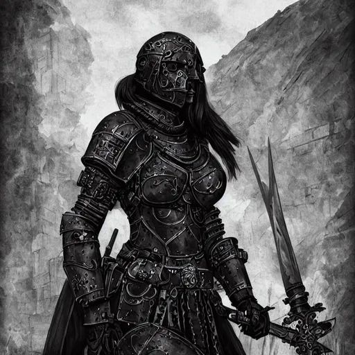 Raven Guard as a realistic female medieval warrior a...