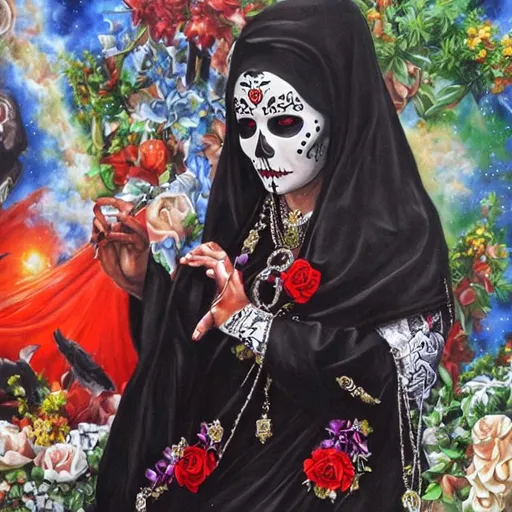 Prompt: santa muerte in hyper realism style
