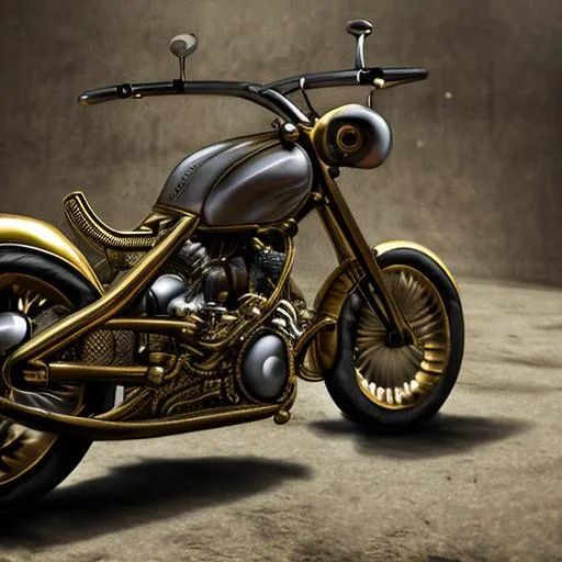 Prompt: steampunk, bike, gold, high resolution, 16:9
