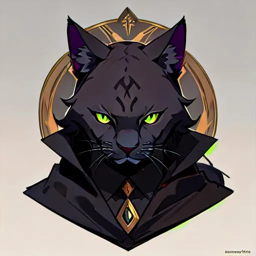 Prompt: upperclass humanoid Panther, Tabaxi, feline head, panther head, black cat head, NOT human head, wizard
Character Portrait