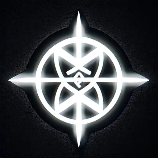 Prompt: black and white, text, magic rune. clean lines, HD, custom, symbol