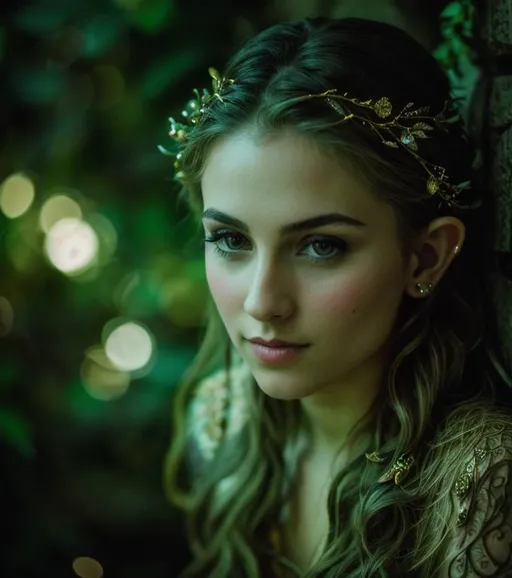 Prompt: Full color portrait of a ornate and intricately detailed young elvish woman