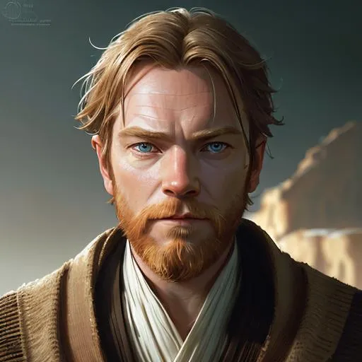 Prompt: a portrait of (Ewan McGregor) as (Obi-Wan Kenobi), fantasy, sharp focus, intricate, elegant, digital painting, artstation, matte, highly detailed, concept art, illustration, ambient lighting, art by ilya kuvshinov, artgerm, alphonse mucha, and greg rutkowski 
Negative prompt