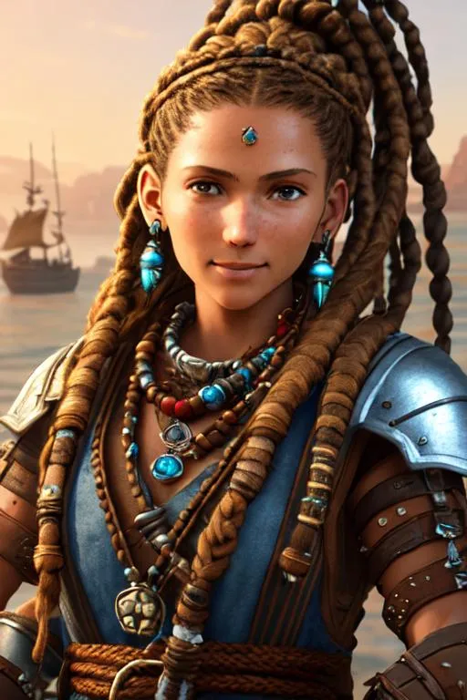 Digital Art, 20-year-old Pirate Woman, Brown Gear, S