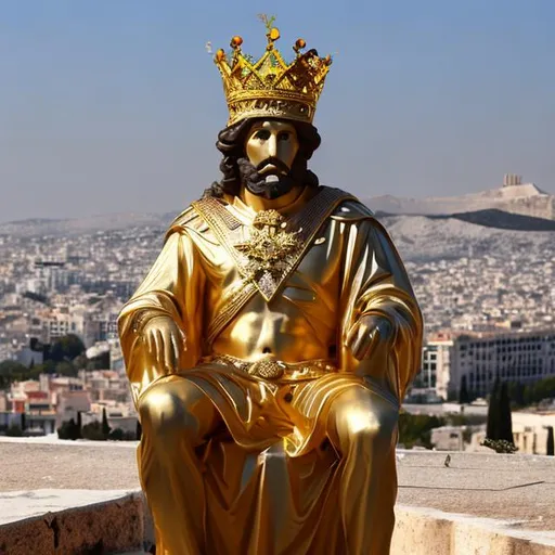 Prompt: the king of city of Athens with his crown
