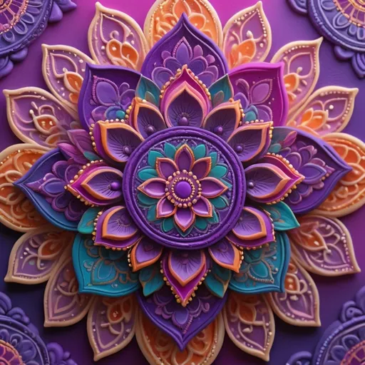 Prompt: A popping vibrant gradient of purples background with the only design in the  corners that has Henna art inspired patterns, embellishments and Flourishes, bright vibrant colors, Highly detailed, popping vibrant colors, Gradient Colors, Intricate details, Highly textured, spiritual symbols of mandalas with Hindu, Buddhist, Jainism, Shinto, Bengali, Celtic, and Arabic geometric and whimsical patterns, extremely cute, whimsical playful, quirky, charming, enchanting, imaginative, capricious, fantastical, amusing, lighthearted, fanciful
