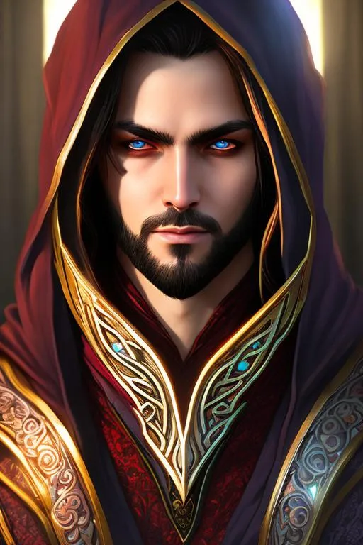 Prompt: male archmage, natural eyes, high quality, photorealistic, realistic lighting